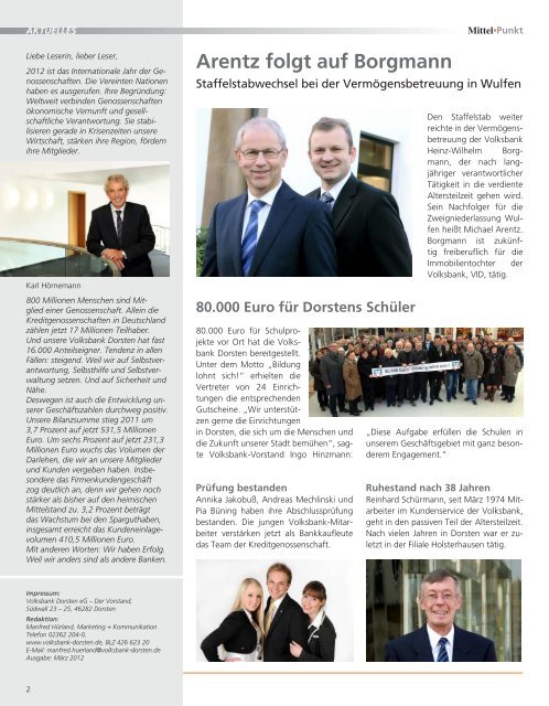 Ausgabe 1/2012 - Volksbank Dorsten eG