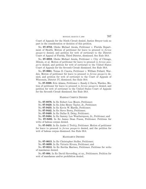 Journal October 2007 Term - Supreme Court of the United States