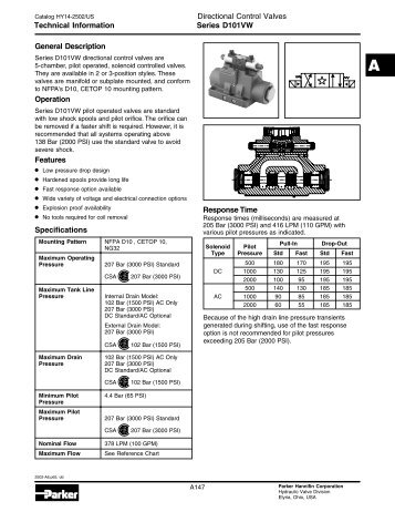 Parker NFPA D10, CETOP 10 Directional Control Valves - Hasmak