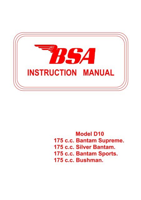 D10 Instruction Manual Bsa Bantam Library