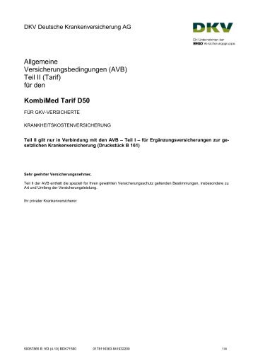 PDF-Datei Tarif KombiMed D50 ... - DKV