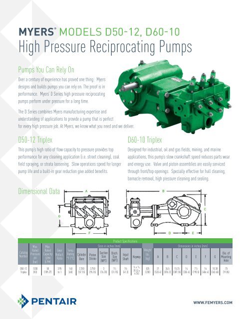 High Pressure Reciprocating Pumps - Pentair Water Literature