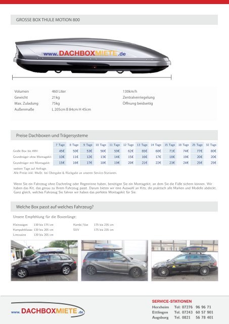 GROSSE BOX THULE MOTION 800 Preise Dachboxen und ...