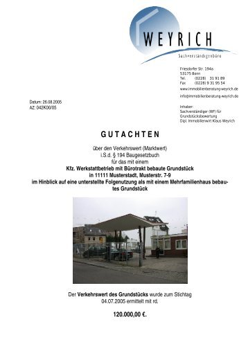 G U T A C H T E N - Immobilienberatung Weyrich