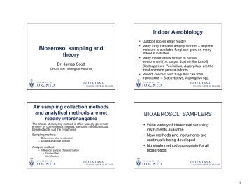 Bioaerosol sampling and theory Indoor Aerobiology BIOAEROSOL ...
