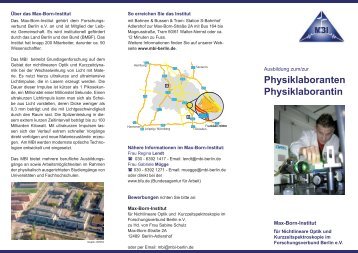 Physiklaboranten Physiklaborantin - Max-Born-Institut Berlin