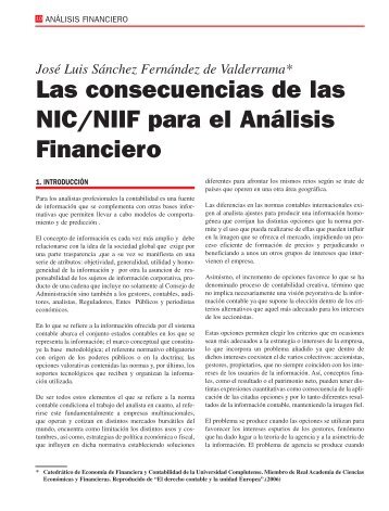 Las consecuencias de las NIC/NIIF para el Análisis Financiero