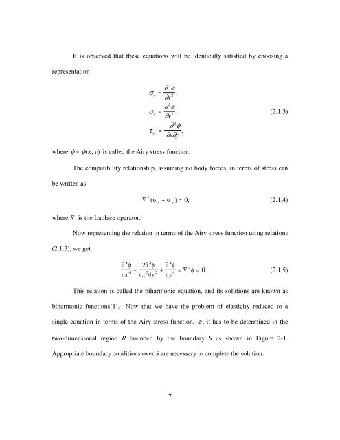 AIRY STRESS FUNCTION FOR TWO DIMENSIONAL INCLUSION ...