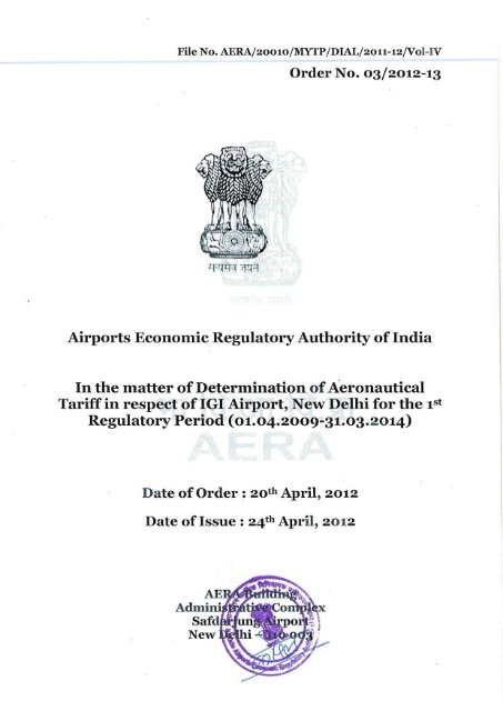 Airports Economic Regulatory Authority of India In the matter ... - AERA