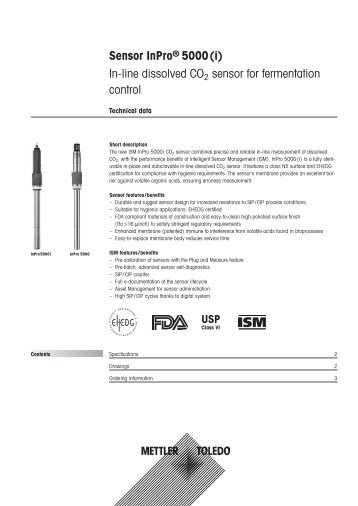 Sensor InPro® 5000(i) In-line dissolved CO2 sensor for fermentation ...