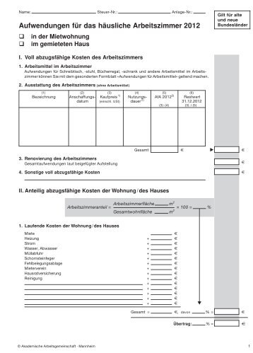 Aufwendung häusliches Arbeitszimmer_Seite1 - Akademische ...