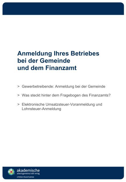 Anmeldung Ihres Betriebes bei der Gemeinde und dem Finanzamt