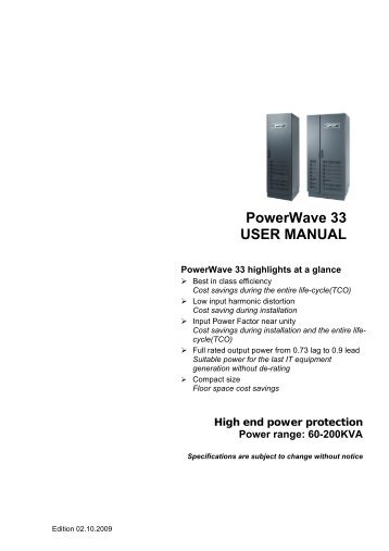 PowerWave 33 USER MANUAL - Atek Teknik A/S