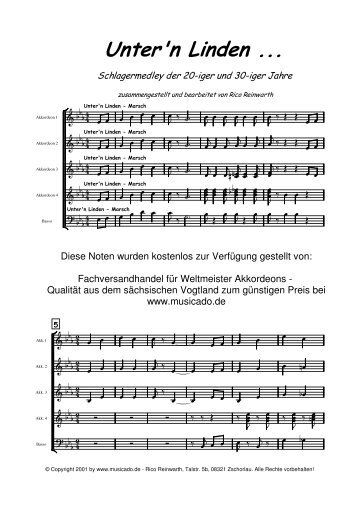 Untern Linden - Partitur Akkordeon-Orchester - Musicado