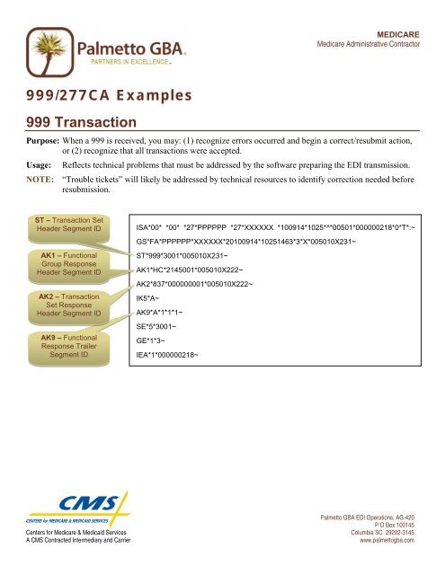 999 and 277CA report examples - Palmetto GBA