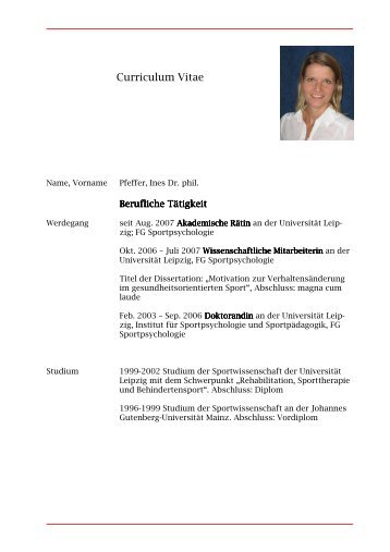 Dr. Ines Pfeffer - Sportwissenschaftliche Fakultät der Universität ...