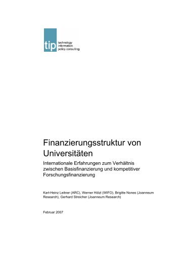 Finanzierungsstruktur von Universitäten - tip - technology ...