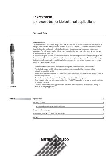 InPro®3030 pH-electrodes for biotechnical applications - METTLER ...