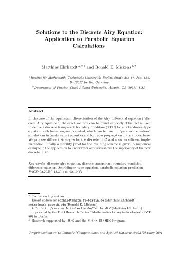 Solutions to the Discrete Airy Equation - BERGISCHE UNIVERSITÄT ...