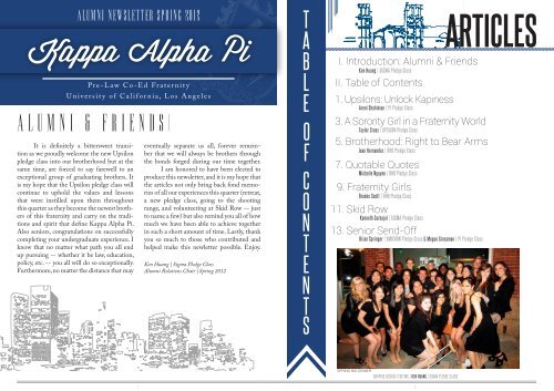 Alumni Newsletter SPRING 2012 Kappa Alpha PI