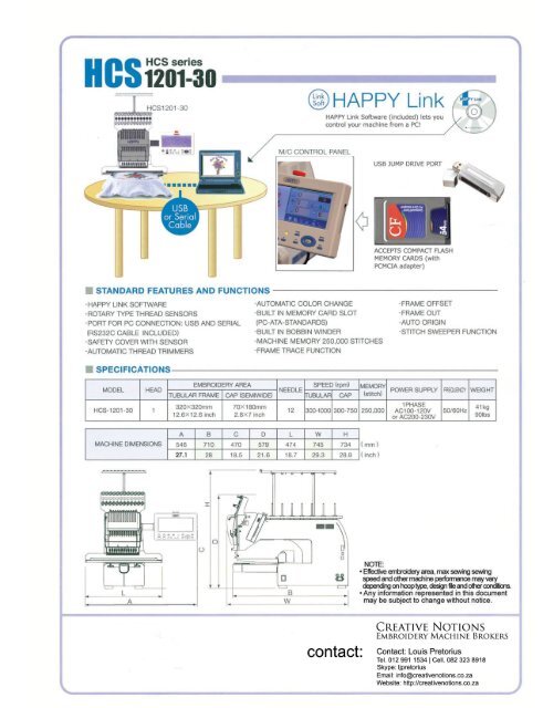 Happy Voyager HCS 1201-30 Single Head Embroidery Machine