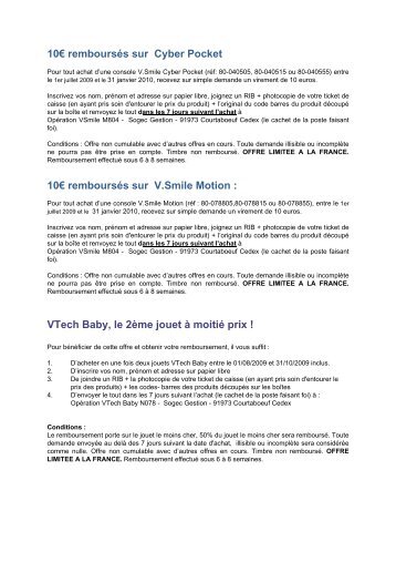 10€ remboursés sur Cyber Pocket 10€ remboursés sur V ... - Auchan
