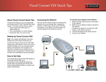 Visual Concert VSX Quick Tips - Polycom Support