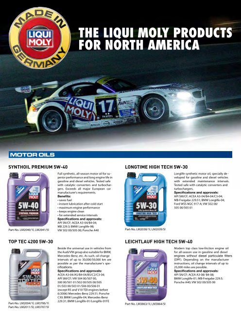 THE LIQUI MOLY PRODUCTS FOR NORTH AMERICA - WORLDPAC