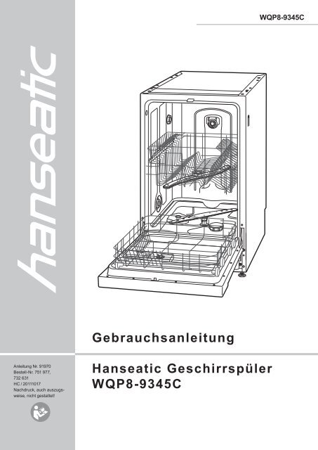 Gebrauchsanleitung Hanseatic Geschirrspüler WQP8-9345C