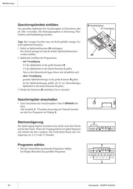 Gebrauchsanleitung Hanseatic Geschirrspüler WQP8-9345C