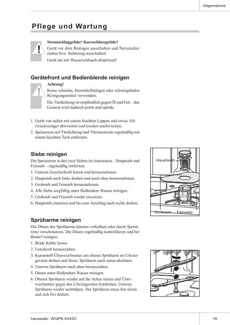 Gebrauchsanleitung Hanseatic Geschirrspüler WQP8-9345C