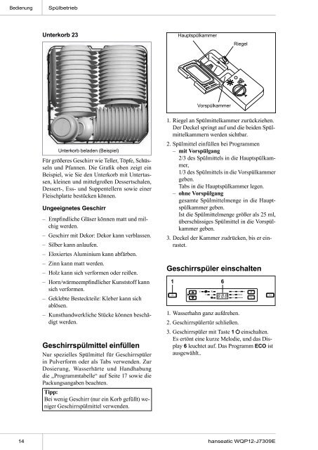 Gebrauchsanleitung Geschirrspüler hanseatic WQP12 ... - Schwab