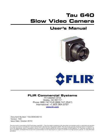 Tau 640 Slow Video Camera User's Manual - Flir Systems