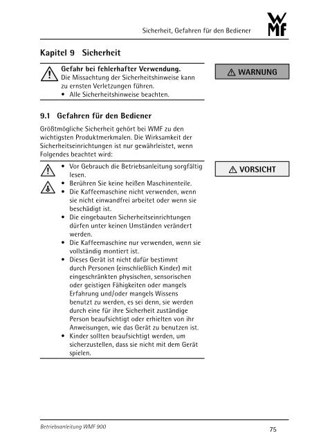 Betriebsanleitung Kaffeemaschine - WMF