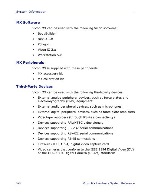 Vicon MX Hardware System Reference