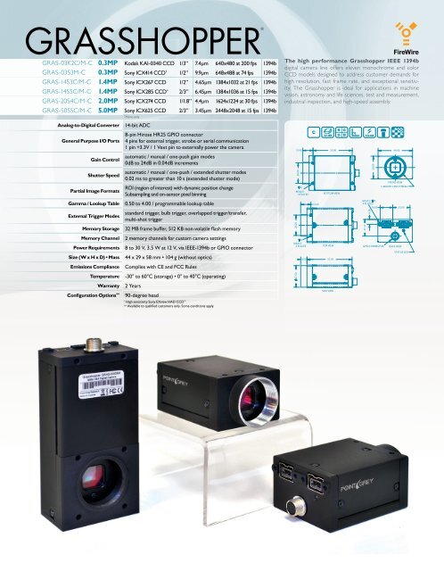 Product Catalog–Imaging - Point Grey Research