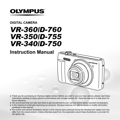 VR-360/D-760 VR-350/D-755 VR-340/D-750 - Olympus