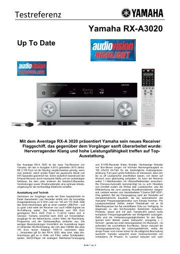 Yamaha RX-A3020 (audiovision, 2/2013) - Schlegelmilch Highend