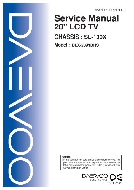Service Manual 20" LCD TV CHASSIS : Model - daewoo