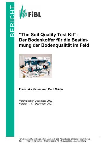 BERICHT “The Soil Quality Test Kit”: Der Bodenkoffer für die Bestim ...
