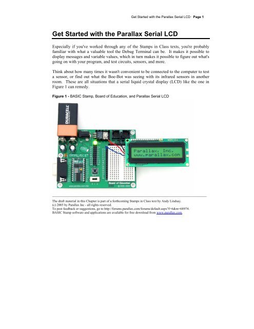 Get Started with the Parallax Serial LCD - Parallax, Inc.