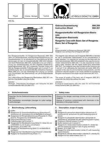 LEYBOLD DIDACTIC GMBH Gebrauchsanweisung 666 260 ...