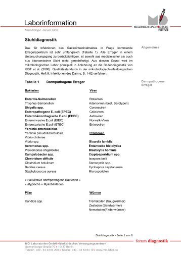 Stuhldiagnostik - MDI Laboratorien GmbH-MVZ