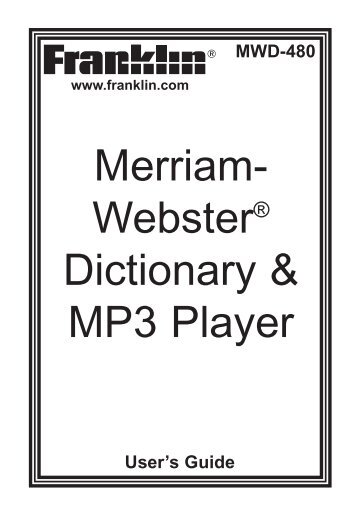 Merriam- Webster® Dictionary & MP3 Player - Franklin Electronic ...
