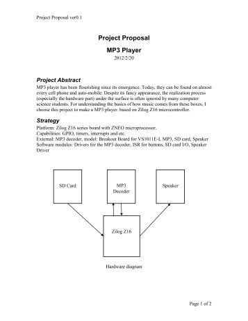 Project Proposal MP3 Player - Atomic Rhubarb