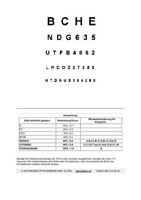 Sehtest SOV - Buck Optik AG