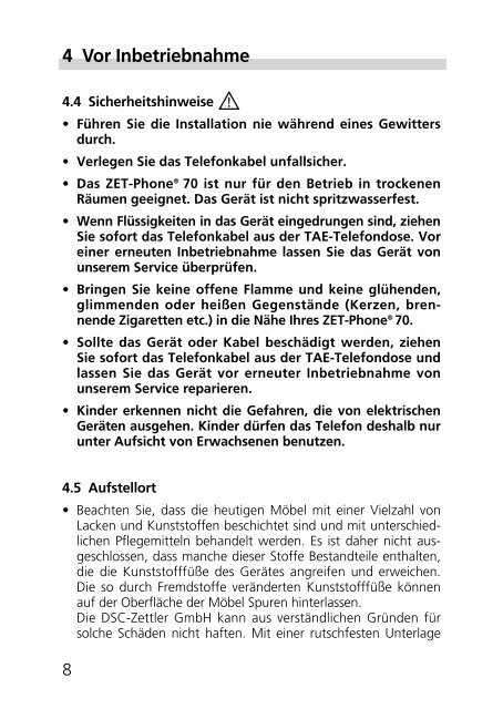 Bedienungsanleitung - Dsc-zettler.ch