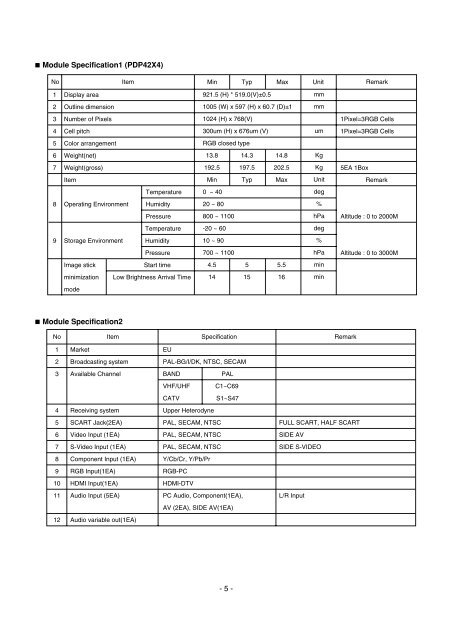 plasma tv service manual