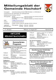 Mitteilungsblatt 32/2011 - Gemeinde Hochdorf