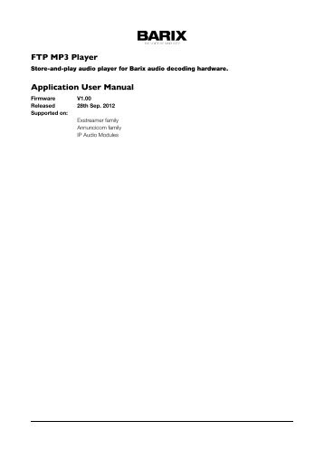 FTP MP3 Player Application User Manual - Barix